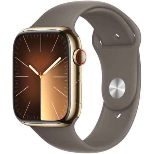Apple Watch Series 9 GPS + Cellular 45mm Oro Caja de Acero Inoxidable con Correa Deportiva Arcilla M/L