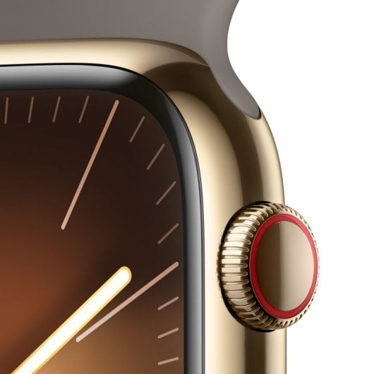 Apple Watch Series 9 GPS + Cellular 45mm Oro Caja de Acero Inoxidable con Correa Deportiva Arcilla M/L