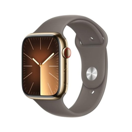 Apple Watch Series 9 GPS + Cellular 45mm Oro Caja de Acero Inoxidable con Correa Deportiva Arcilla M/L