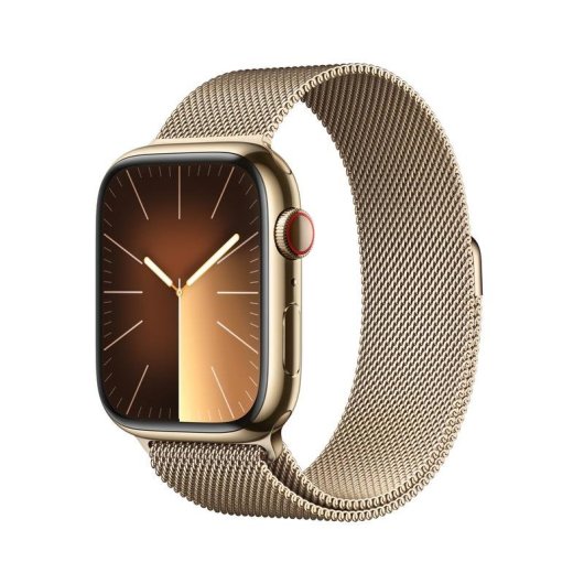 Apple Watch Series 9 GPS + Cellular 45mm Oro Caja de Acero Inoxidable con Correa Loop Milanese Oro