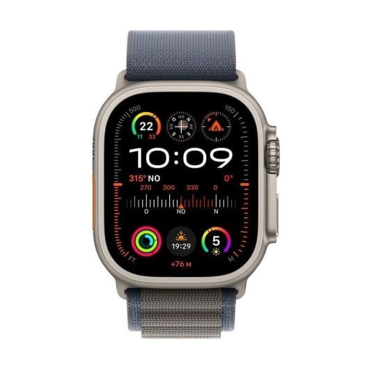 Apple Watch Ultra 2 GPS + Cellular 49mm Titan Gehäuse Loop Alpine Blau Groß Retina OLED Wasserdicht IP6X SpO2 Puls Schlafalarm SOS