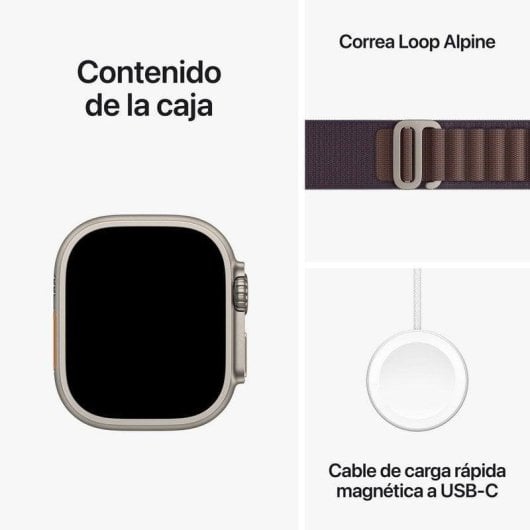 Apple Watch Ultra 2 GPS + Cellular 49mm OLED Titan Grau Indigo Alpine Loop M Wasserdicht IP6X SpO2 Pulssensor Schlaftracking SOS