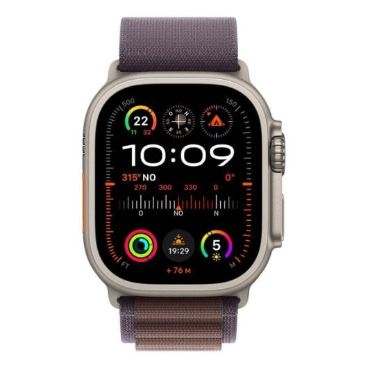 Apple Watch Ultra 2 GPS + Cellular 49mm OLED Titan Grau Indigo Alpine Loop M Wasserdicht IP6X SpO2 Pulssensor Schlaftracking SOS