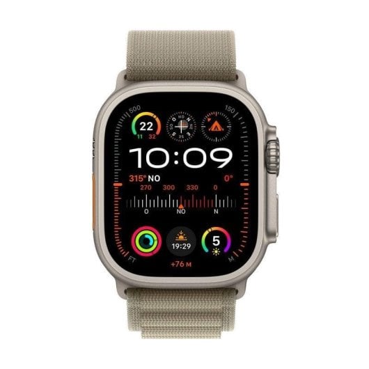 Apple Watch Ultra 2 GPS + Cellular 49mm OLED Titane Vert Olive M IP6X SpO2 ECG Étanche 100m