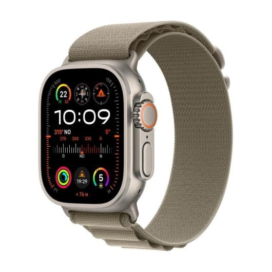 Apple Watch Ultra 2 GPS + Cellular 49mm OLED Titane Vert Olive M IP6X SpO2 ECG Étanche 100m