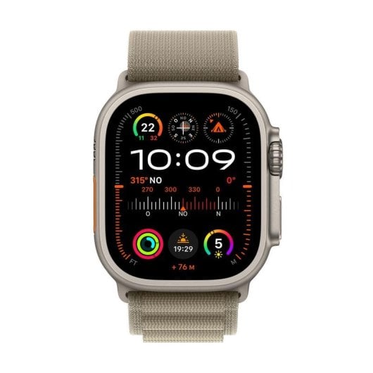 Apple Watch Ultra 2 GPS + Cellular 49mm OLED Titane Vert Olive M IP6X SpO2 ECG Étanche 100m