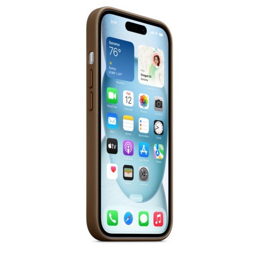 Apple Funda de Trenzado Fino con MagSafe Marrón Topo para iPhone 15