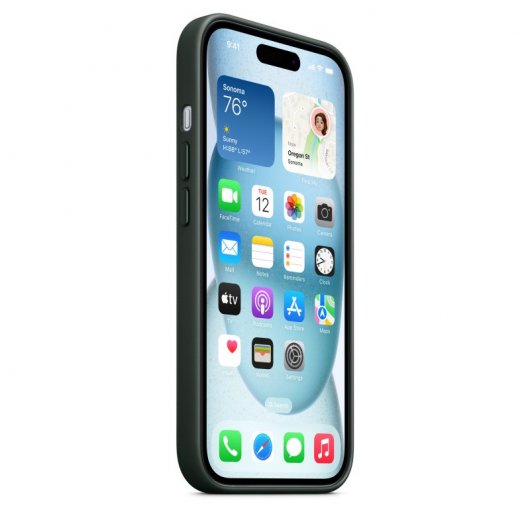 Apple Funda de Trenzado Fino con MagSafe Verde Perenne para iPhone 15