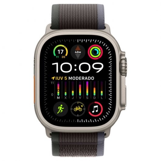 Apple MT623ZM/A Acessório para Dispositivos Inteligentes Banda Preto, Azul Nylon, Poliéster reciclado, Elastano, Titânio