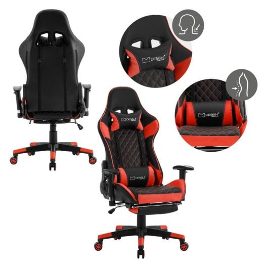 ML-Design Silla Gaming Negra-Roja