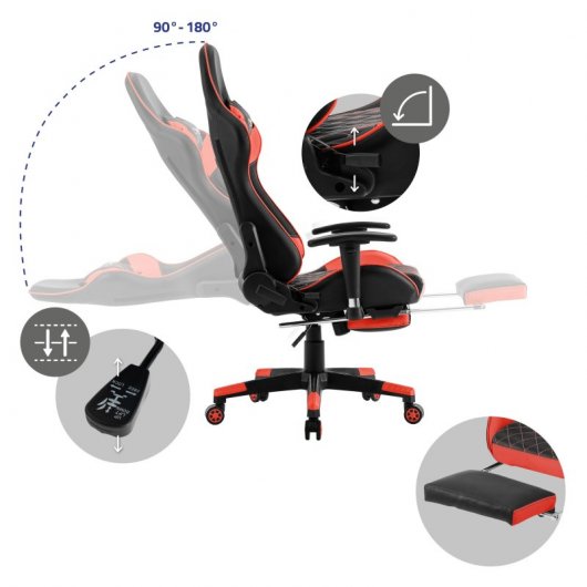 ML-Design Silla Gaming Negra-Roja