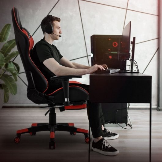 ML-Design Silla Gaming Negra-Roja