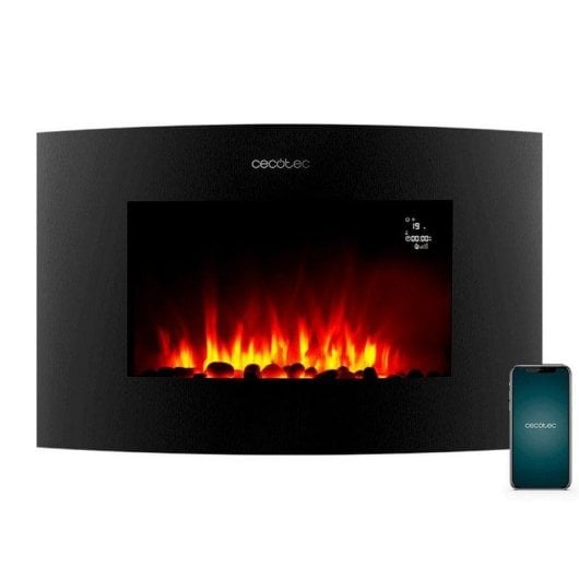 Chimenea eléctrica Cecotec ReadyWarm 3550 Curved Flames Connected WiFi 2000W 35" mando