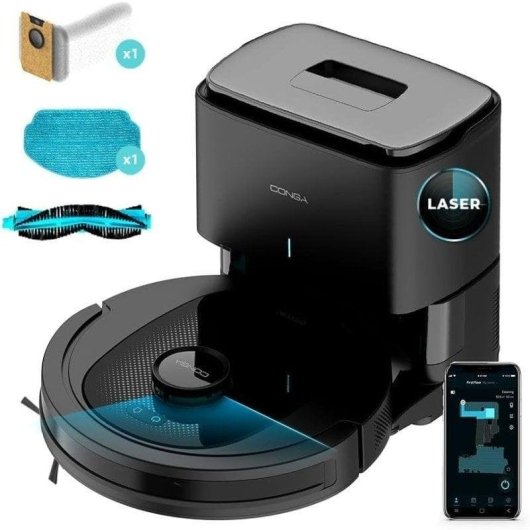 Aspirateurs Robots et Laveur Cecotec Conga 7490 Ultimate Home Genesis Vidage Automatique Navigation LiDAR 4.000 Pa Contrôle vocal WiFi
