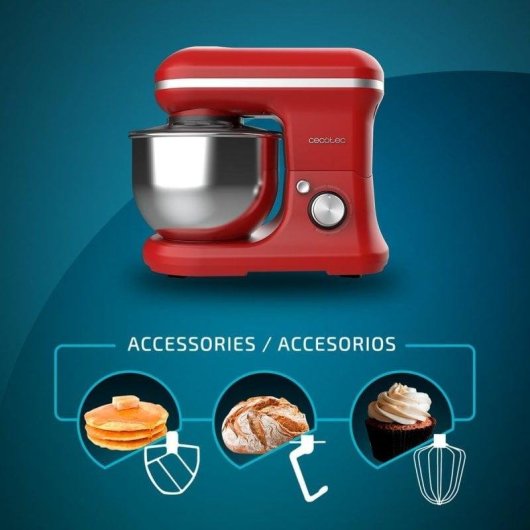 Batidora Cecotec Cecomixer Merengue 5L 1200W Roja movimiento planetario acero inoxidable