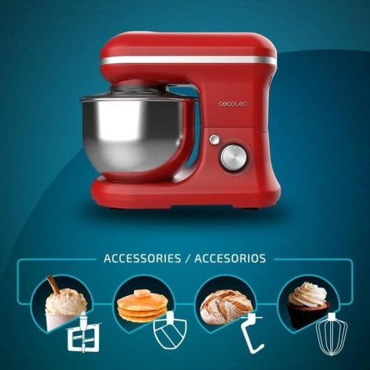 Batedeira Cecotec Cecomixer Merengue 5L 1200W Função Gelado 6 Velocidades Vermelha