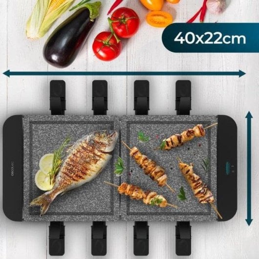 Parrilla de interior Cecotec Cheese&Grill 16000 Inox AllStone piedra natural 1400W 8 personas