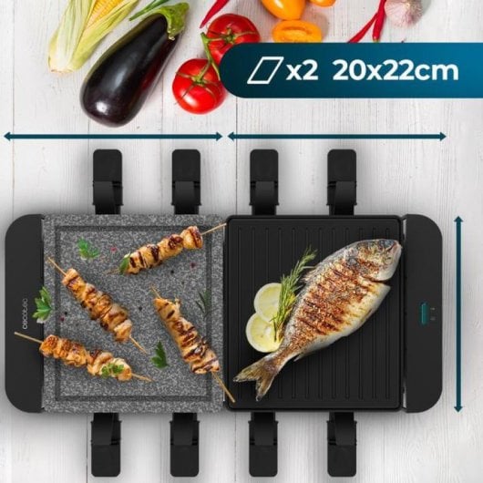 Cecotec Raclette Cheese&Grill 16000 MixGrill Raclette con Piedra Natural 1400W Negra