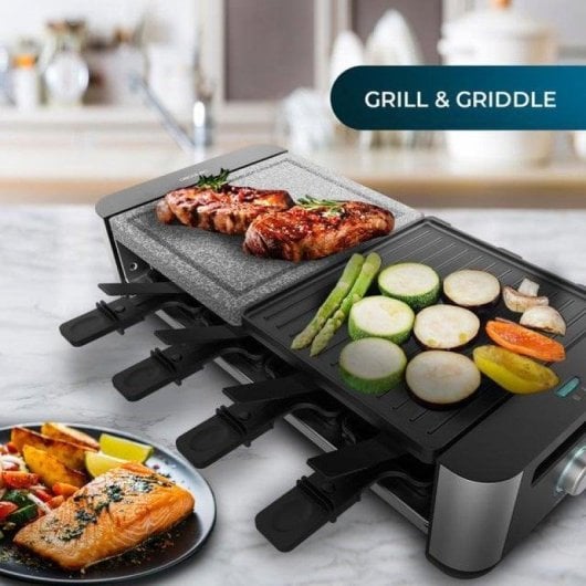 Cecotec Raclette Cheese&Grill 16000 MixGrill Raclette con Piedra Natural 1400W Negra