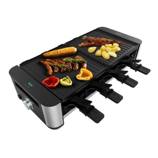 Parrilla Cecotec Cheese&Grill 16000 Inox Black Raclette 1400 W superficie mixta