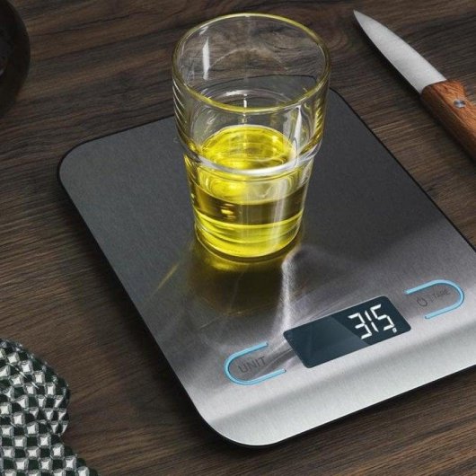 Bilancia Da Cucina Digitale 10kg, Piattaforma In Vetro, Display LCD, Funzione Tara, Dimensioni 24x16,5x5,5 Cm, Spegnimento Automatico