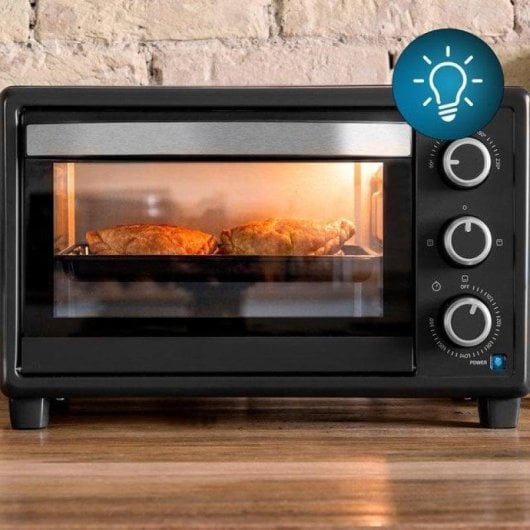 Horno elétrico Cecotec Bake&Toast 2300 Black 23 L Preto luz interior dupla porta