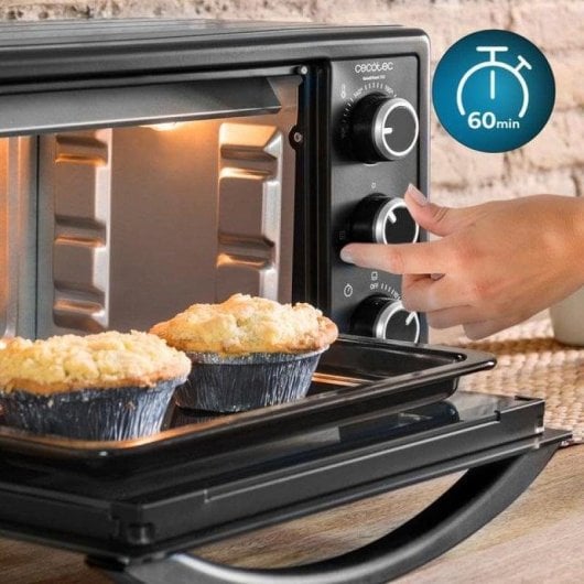 Horno elétrico Cecotec Bake&Toast 2300 Black 23 L Preto luz interior dupla porta