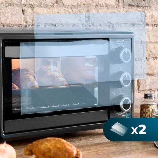 Mini Forno Cecotec Bake&Toast 2300 Black 23L 1500W Vidro Duplo Preto