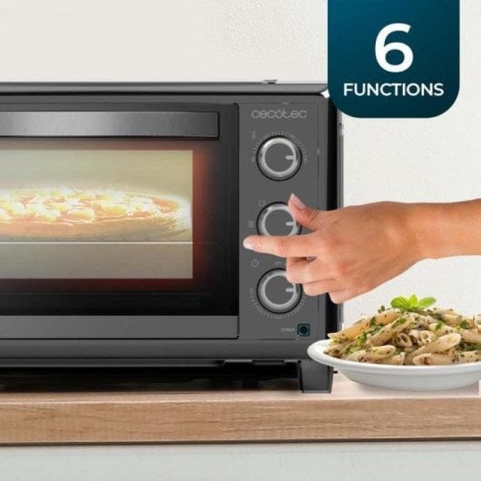 Horno eléctrico Cecotec Bake&Toast 2600 Black 4Pizza 26 L Preto con pedra para pizza