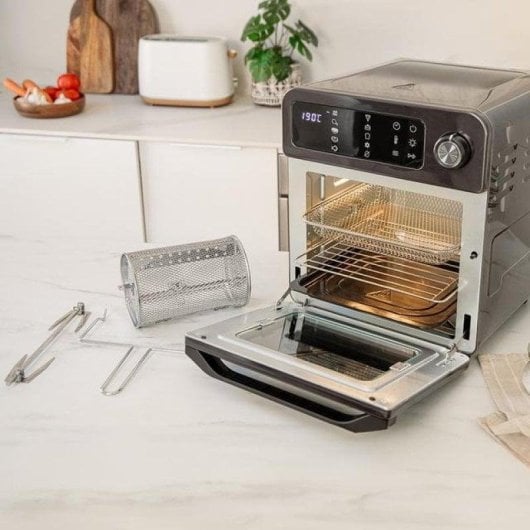 Horno électrique Cecotec Bake&Fry 1500 Touch 15L Inox avec écran tactile et accessoires
