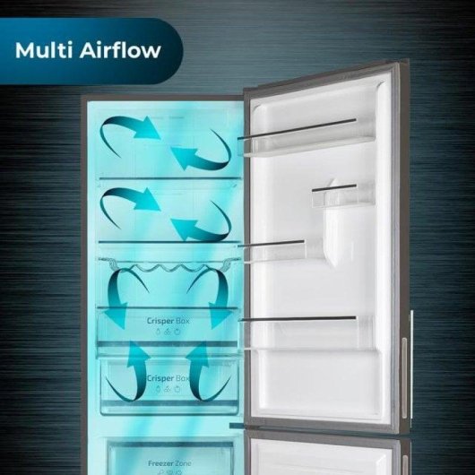 Frigorífico Combi Cecotec Bolero CoolMarket Combi 322 Total No Frost 185cm 322L D Gris Cristal