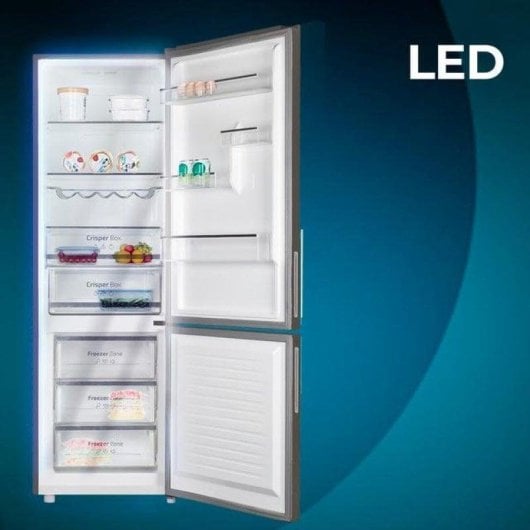 Frigorífico Combi Cecotec Bolero CoolMarket Combi 322 Total No Frost 185cm 322L D Gris Cristal