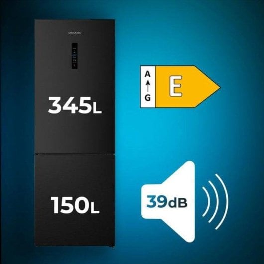 Frigorifero Combi Cecotec Bolero CoolMarket Combi 495 Total No Frost 200cm 495L E Nero