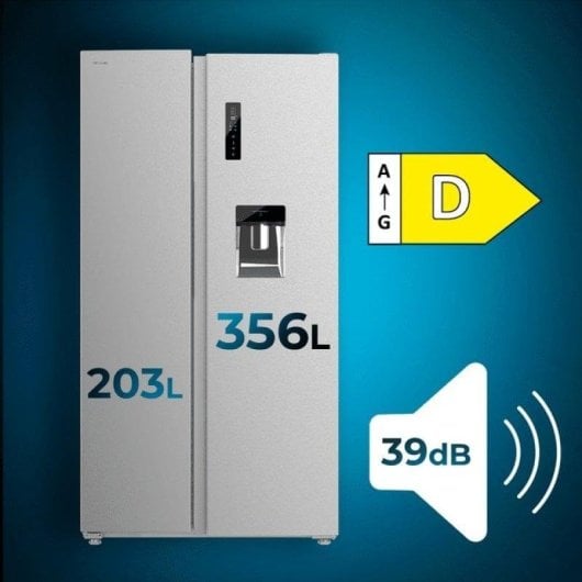 Frigorífico Americano Cecotec Bolero CoolMarket SBS 559 No Frost 177cm 559L D Preto Dispensador