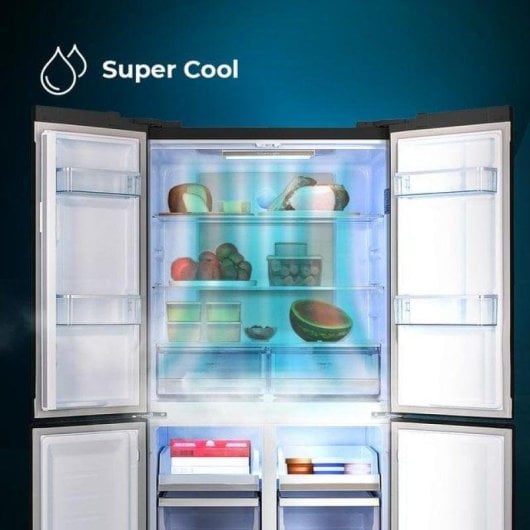 Réfrigérateur Américain Cecotec Bolero CoolMarket 4D 490 Glass E Total No Frost 183 cm 490 L E Noir