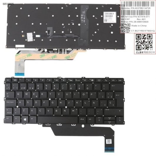 Teclado Retroiluminado para Portátil HP Elitebook X360 1020 G2 1030 G2 Series