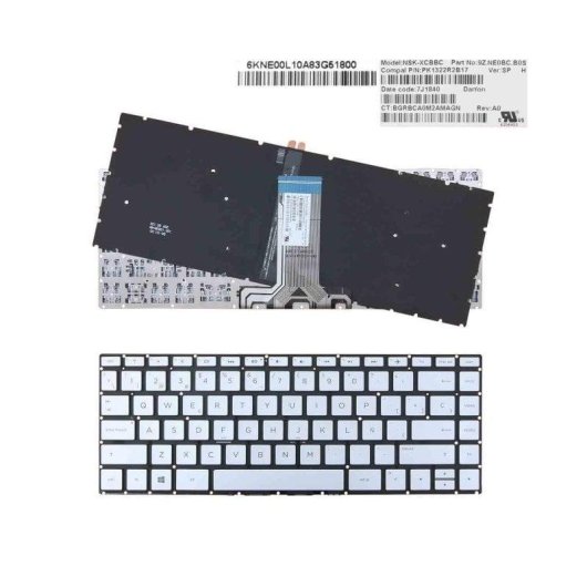 Teclado Retroiluminado Portátil HP Pavilion 14-BS Plata