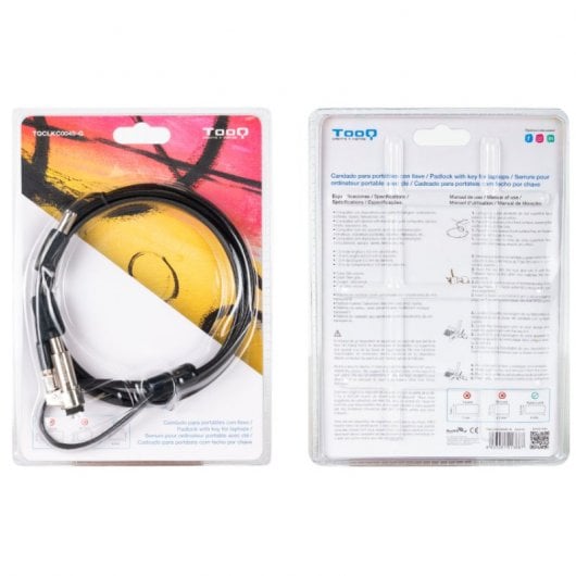 TooQ TQCLKC0045-G Sicherheitskabel Typ NANO mit Schlüssel für Laptops 1,5 Meter Schwarz