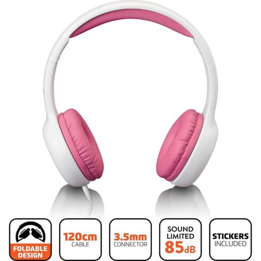 Lenco HP-010PK Auriculares con Cable para Niños Rosa