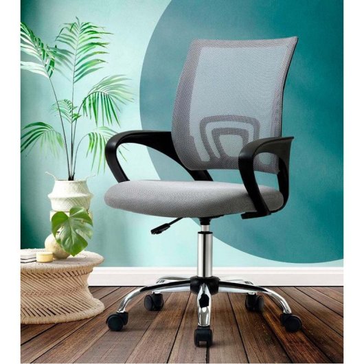 Home Heavenly Silla escritorio juvenil NALA giratoria y regulable en altura tapizada tejido 3D Gris