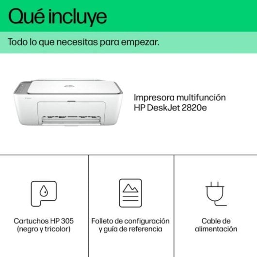 HP DeskJet 2820e Multifunción Color WiFi Blanca + 3 Meses Gratis de Impresión Instant Ink con HP+