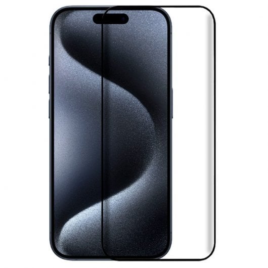 Cool Protector de Pantalla Cristal Templado Full 3D Negro para iPhone 15 Pro