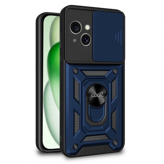 Capa de anel rígido marinho legal para iPhone 15 Plus