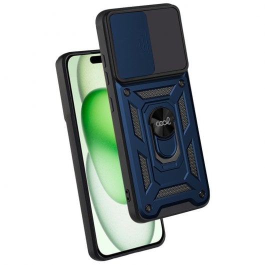 Capa de anel rígido marinho legal para iPhone 15 Plus
