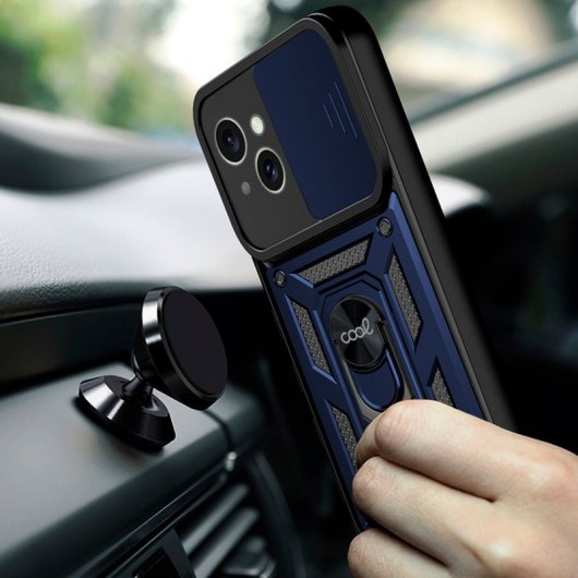Capa de anel rígido marinho legal para iPhone 15 Plus