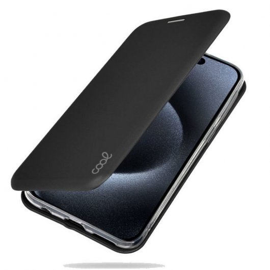 Cool Flip Cover Elegance Funda Negra para iPhone 15 Pro