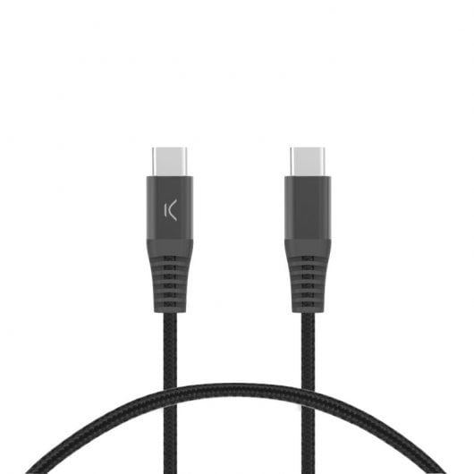 Câble Ksix USB-C vers USB-C 60W 2m Tressé Noir