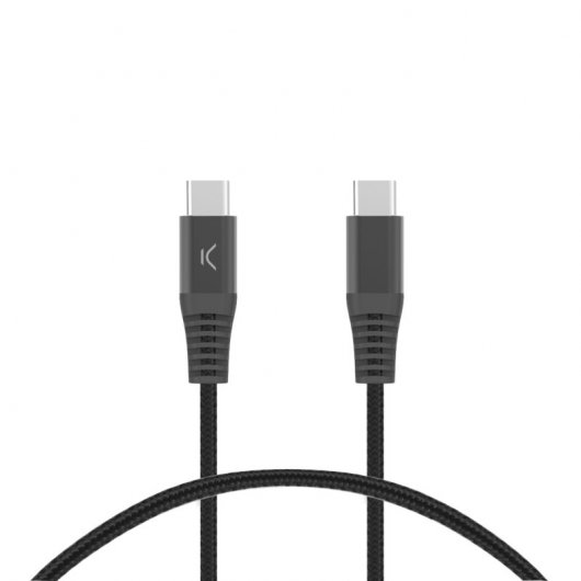 Ksix Cable de Carga Trenzado USB-C a USB-C PD Carga Ultra Rápida 60W 1m Negro