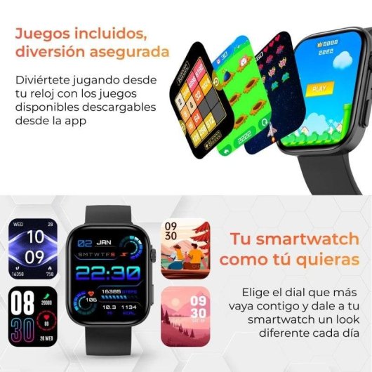 Contact iStyle Bluetooth 40mm Écran IPS Noir Taille Unique Étanche IP68 SpO2 Pulsomètre