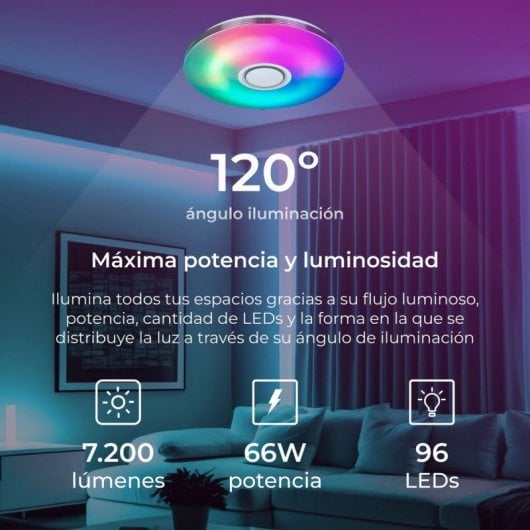 Plafon Ksix Aura Smartled com alto-falante integrado 5W 7.200 Lm 66W branco